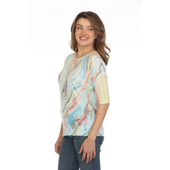 Colorful Waves Print Mesh Top - Picture 2 of 12